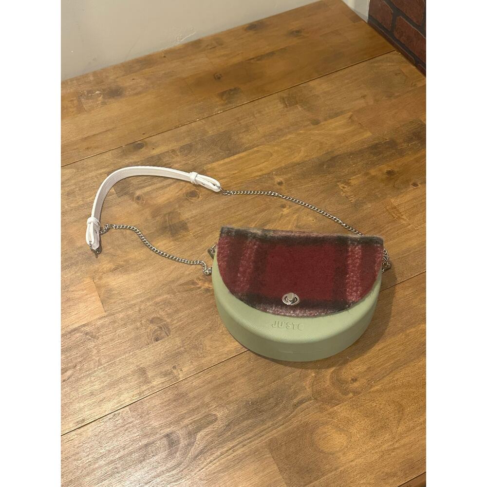 JU’STO plaid and green chain strap crossbody bag NWOT